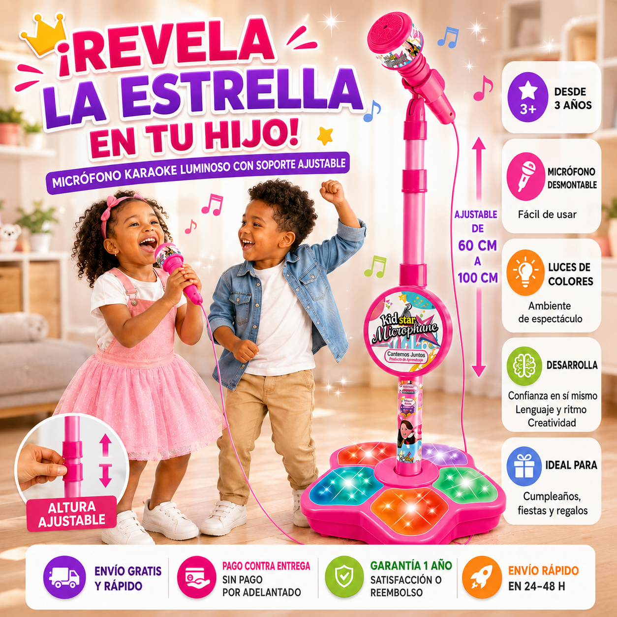 Set de Karaoke Infantil Luminoso™ – ¡Revela la Estrella en tu Hijo