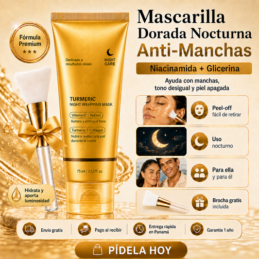 Mascarilla Coreana Nocturna de Cúrcuma y Ácido Kójico para Manchas y Melasma + Brocha Gratis